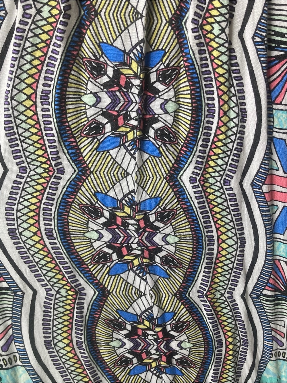 Cream Ribbed Maxi Dress Geometric Pattern - Picture 3 of 7